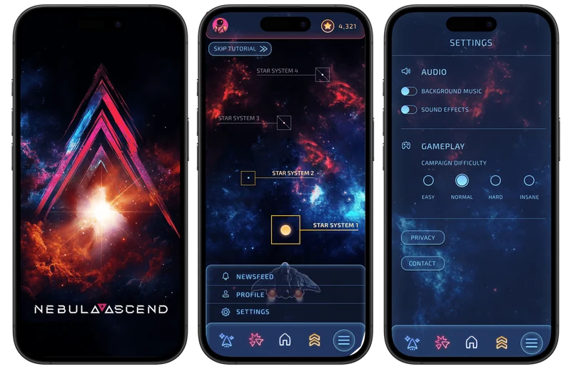 Nebula Ascend — Mobile UI concept